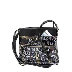 NEW MC HANDBAGS women's mirabelle tooled embossed leather crossbody bag in black